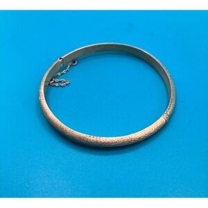 SU Bangle Bracelet Womens 7 Inch Gold Over Sterling Silver Textured Hinged